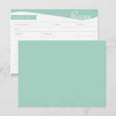Carte de recette Turquoise et blanche personnalisé (Devant / Derrière)