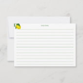 Carte de recette verte Citrus citron jaune (Dos)