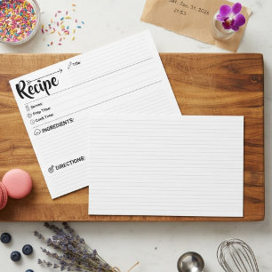 Carte de recette vierge calligraphiée minimaliste