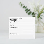 Carte de recette vierge calligraphiée minimaliste  (Debout devant)