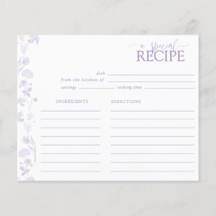 Carte de recette vintage à motif floral de lavande