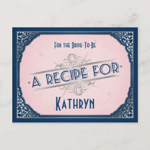 Carte de recette Vintage couleur rose pâle marine 