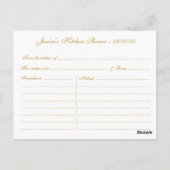 Carte de recette vintage Gold Confetti Kitchen Dou (Dos)