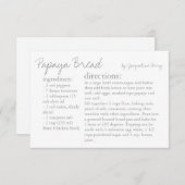 Carte de recette | Votre Grey de recette (Devant / Derrière)