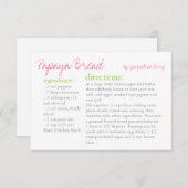 Carte de recette | Votre Recette Rose Vert (Devant / Derrière)