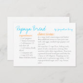 Carte de recette | Votre Recette Turquoise Orange (Devant / Derrière)