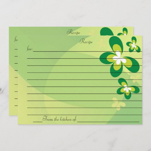 CARTE DE RECETTES (Devant / Derrière)