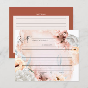 CARTE DE RECETTES Aquarelle rustique Fleurs de c