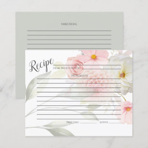 CARTE DE RECETTES Bouquet floral rose pastel