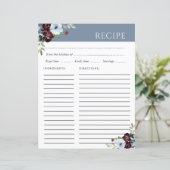 carte de recettes burgundy bleu poussiéreux (Debout devant)