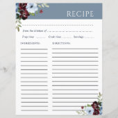 carte de recettes burgundy bleu poussiéreux (Devant)