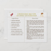 Carte de recettes Cheddar Bacon Stuffed Mushrooms (Devant / Derrière)
