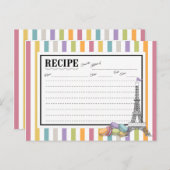 Carte de recettes colorée Paris Macarons Tour Eiff (Devant / Derrière)