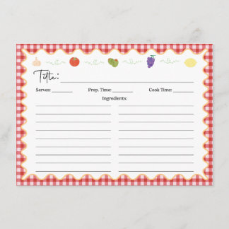 Carte de recettes de cuisine italienne classique