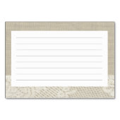 Carte de recettes de dentelle et de corde Burlap C (Dos)