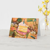 Carte de recettes de gâteau peint d'anniversaire ( (Fleur jaune)