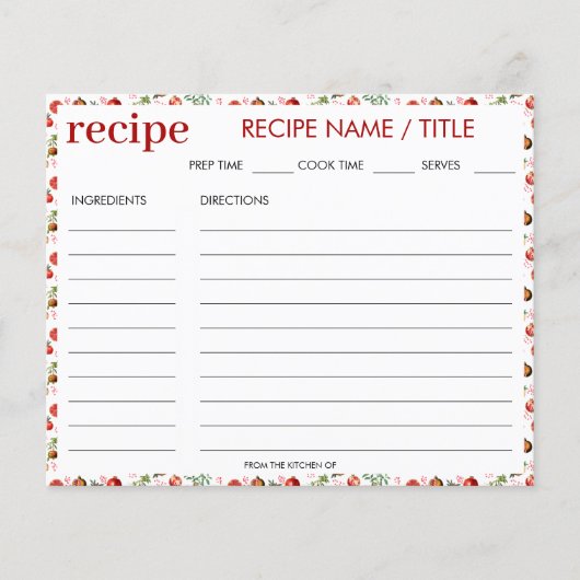 Carte de recettes de la grenade d'aquarelle médite (Devant)