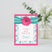 Carte de recettes de marguerite rose pour la marié (Debout devant)