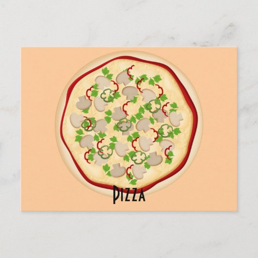 Carte de recettes de pizza aux champignons et poiv (Devant)