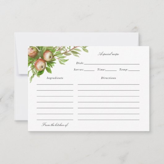 carte de recettes de pommes aquarelle (Devant)