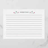 Carte de recettes de saison aux baies rouges verte (Verso)