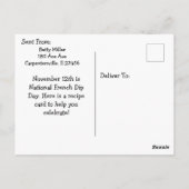 Carte de recettes de sandwich à la trempe français (Dos)