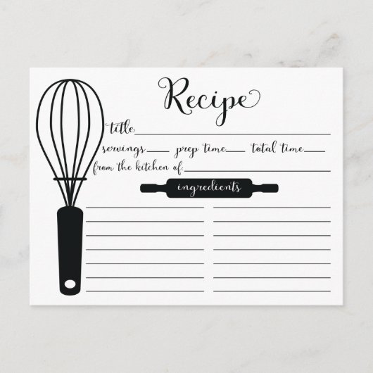Carte de recettes de Whisk noir Lettré à la main m (Devant)