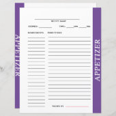 Carte de recettes d'entrée (Devant / Derrière)