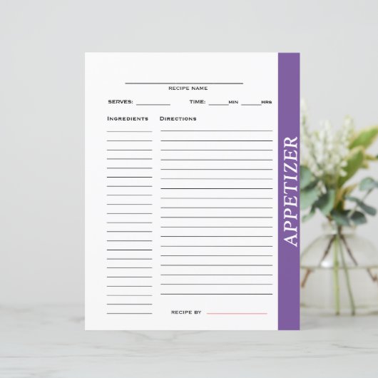 Carte de recettes d'entrée (Debout devant)