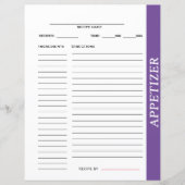 Carte de recettes d'entrée (Devant)