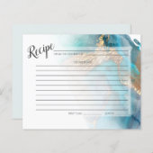 CARTE DE RECETTES | Encre dorée et Turquoise marbr (Devant / Derrière)