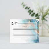 CARTE DE RECETTES | Encre dorée et Turquoise marbr (Debout devant)