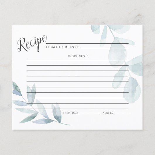 CARTE DE RECETTES | Eucalyptus bleu-dusté (Devant)