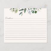 Carte de recettes Feuille Sage Green Eucalyptus Gr (Dos)