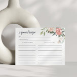 Carte de recettes florales du milieu de l'été<br><div class="desc">Carte de recette florale rose et sauge vert aquarelle qui correspond à nos élégantes invitations à la douche nuptiale florale mi-été.</div>
