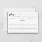 Carte de recettes moderne simple verte (Devant)