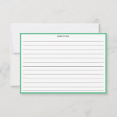 Carte de recettes moderne simple verte (Dos)