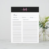 carte de recettes monogramme tendance (Debout devant)