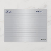 Carte de recettes Navy Blue, Silver Floral Hearts (Dos)
