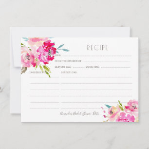 Carte de recettes PixDezines Watercolor Peonies