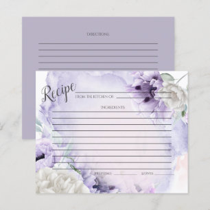 CARTE DE RECETTES   Poppies Lilac Rustiques Waterc