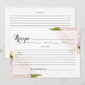 Carte de recettes Roses de jardin rose pâle Aquare (Devant / Derrière)