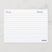 Carte de recettes Royal Blue, White Floral Hearts  (Dos)