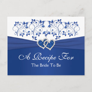 Carte de recettes Royal Blue, White Floral Hearts 