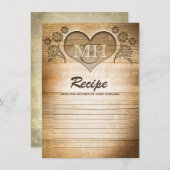 carte de recettes rustiques de sculpture de coeur (Devant / Derrière)