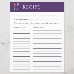 carte de recettes simple et élégante