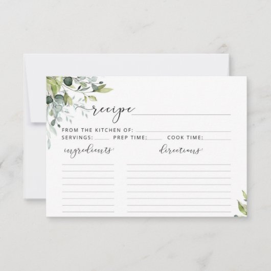 Carte de recettes vertes (Devant)