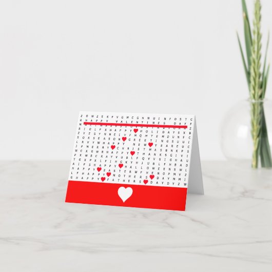 Carte de recherche de mots de la Saint-Valentin 2 (Devant)