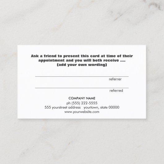 Carte de recommandation client blanc Coeur Or mou (Dos)