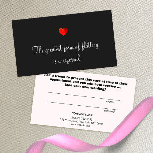 Carte de recommandation client Coeur rouge mou